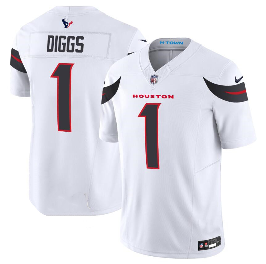 Men's Houston Texans #1 Stefon Diggs White 2024 Vapor F.U.S.E. Limited Stitched jersey